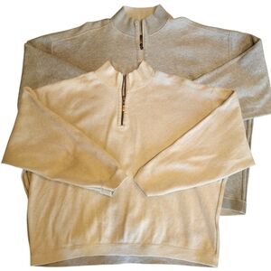 Tommy Bahama Flip Coast Reversible 1/2 Zip Cream & Grey Sweatshirt - Sz XXL